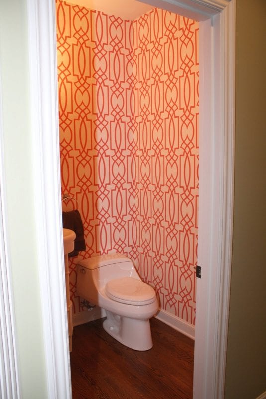 Coral Trellis Wallpaper Bathroom