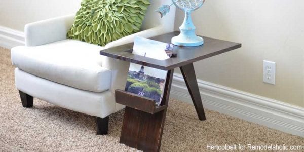 Mid Century Modern Side Table Magazine Holder Feature