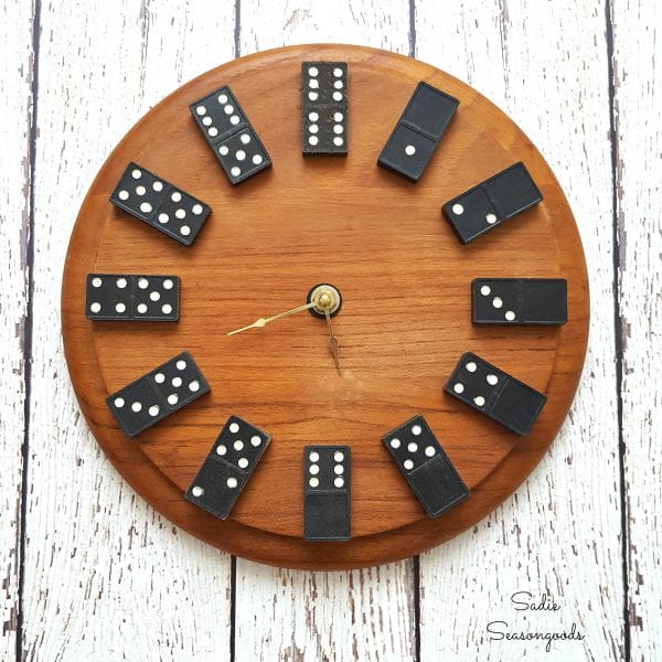 8 DIY Upcycled Repurposed Vintage Domino And Thrift Store Cutting Board Wall Clock By Sadie Seasongoods
