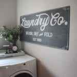 Free printable template! How to paint your own Fixer Upper Magnolia Market style laundry sign | farmhouse decor | laundry room | chalkboard | vintage