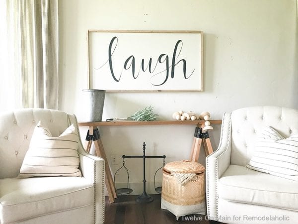 DIY Sawhorse Sofa Table14