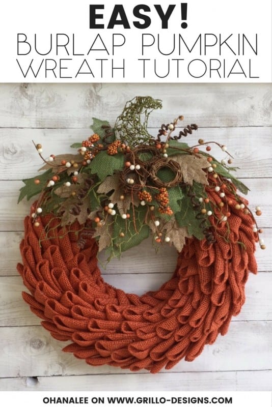 Fall Burlap Pumpkin Wreath DIY Tutorial 2F Grillo Designs
