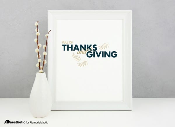Free Printable Graphic &bull; Thanks And Giving &bull; AD Aesthetic For Remodelaholic &bull; Horizontal