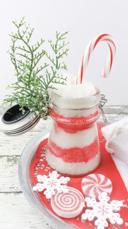 A Fun, Festive Beauty Gift For Christmas. Candy Cane Sugar Scrub Recipe Via Remodelaholic.com