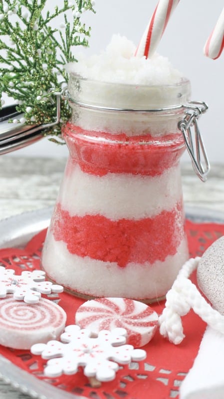 A Fun, Festive Beauty Gift For Christmas. Candy Cane Sugar Scrub Recipe Via Remodelaholic.com