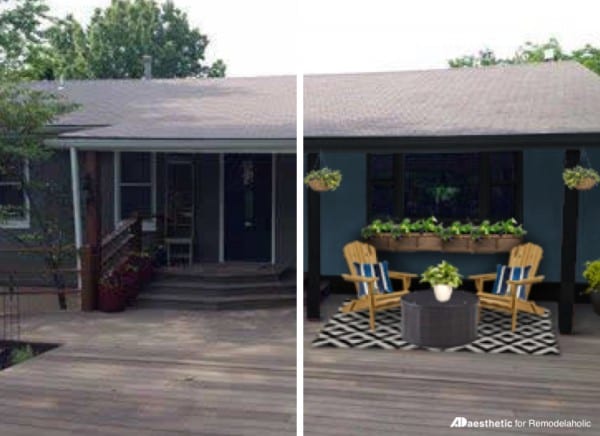 Featured Image | Curb Appeal for a Dark Home Exterior | Create beautiful, modern curb appeal for a dark home exterior with these tips. Great for situations where crisp white or bright colors aren't practical, such as country living down a dirt road.