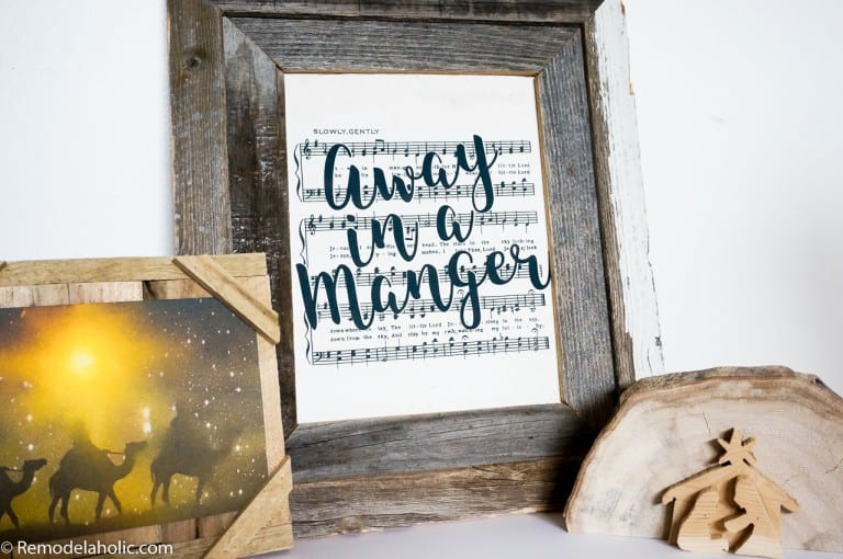 Printable Farmhouse Style Vintage Christmas Sheet Music, Handlettered Christmas Song Art #remodelaholic