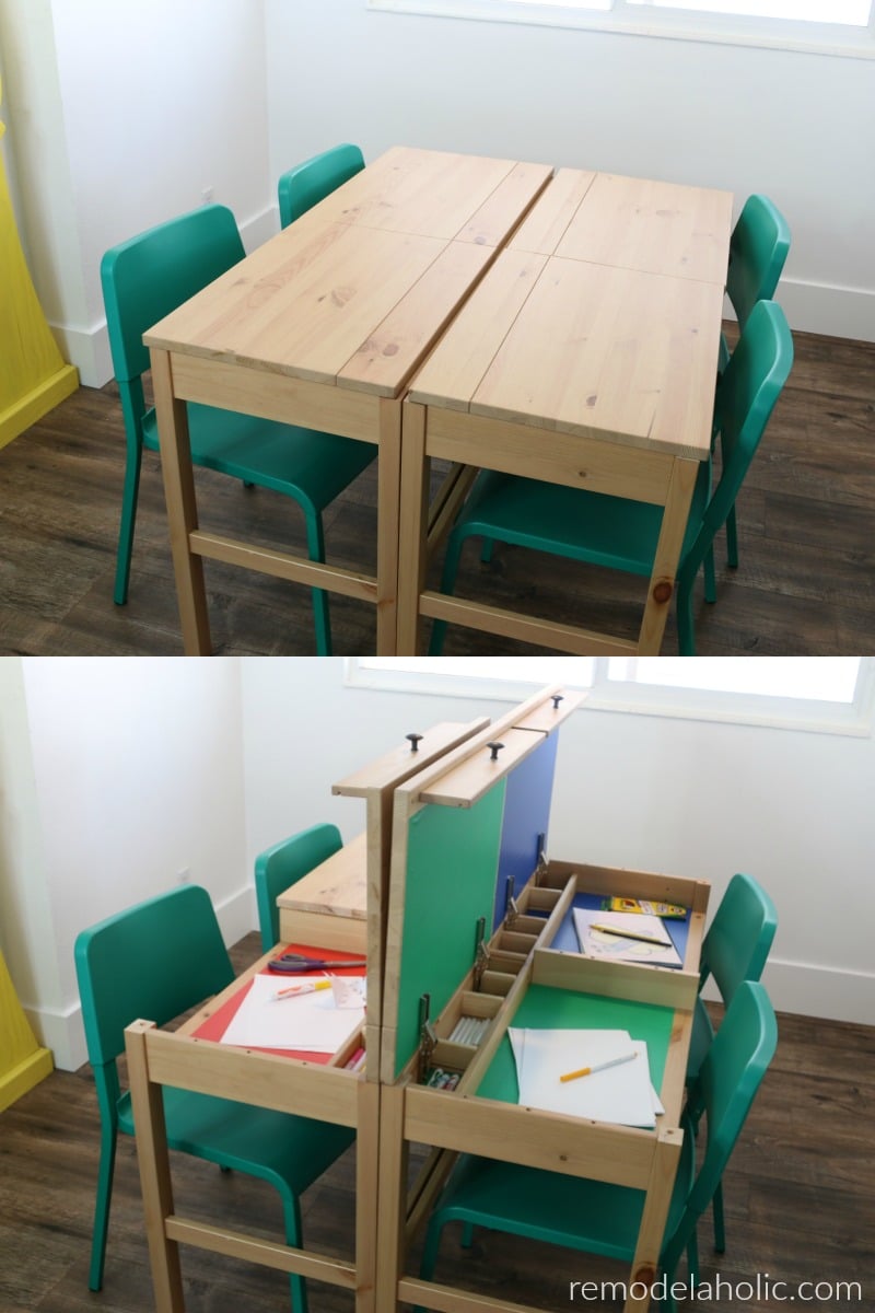 DIY IKEA Hemnes Desk Hack into Hidden Double Desk for Kids Remodelaholic