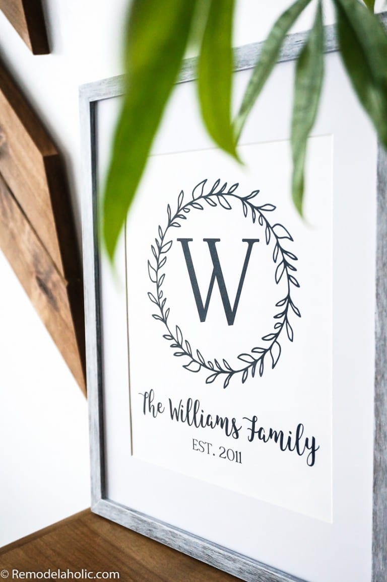 Custom Printable Farmhouse Monogram + Name Art | Remodelaholic
