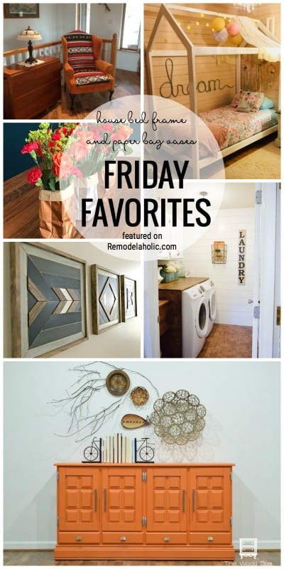 House bed frame and paper bag vases and more for Friday Favorites featured on Remodelaholic.com