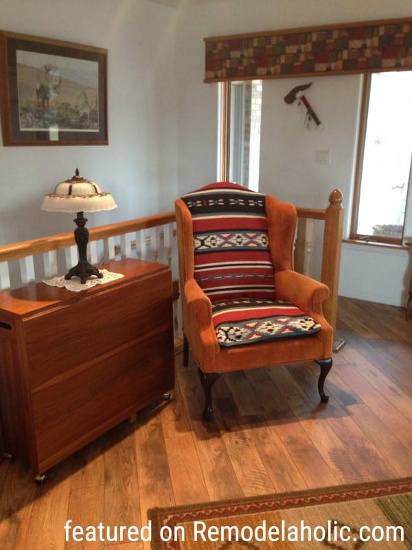 Southwest Style Wingback Chair Makeover Featured On Remodelaholic.com