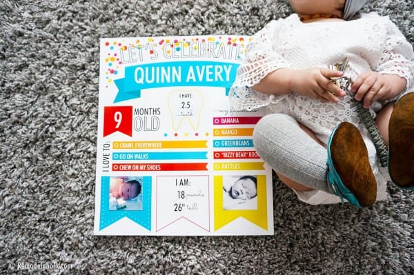 Custom Printable Monthly Baby Milestone Infographic Poster For Birthdays #remodelaholic 