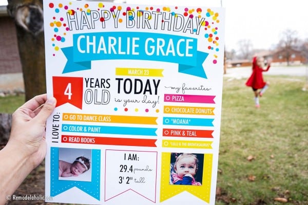 Fillable Printable Birthday Poster Milestone Photo Op For Children And Adults #remodelaholic (1)