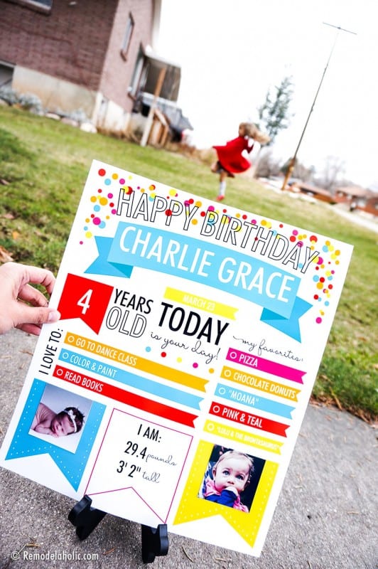 Fillable Infographic Printable Birthday Poster Milestone Photo Op For Children And Adults #remodelaholic 
