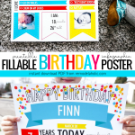 Instant Download PDF Birthday Poster, Fillable Infographic For Monthly Baby Pictures And Yearly Birthday Photos #remodelaholic