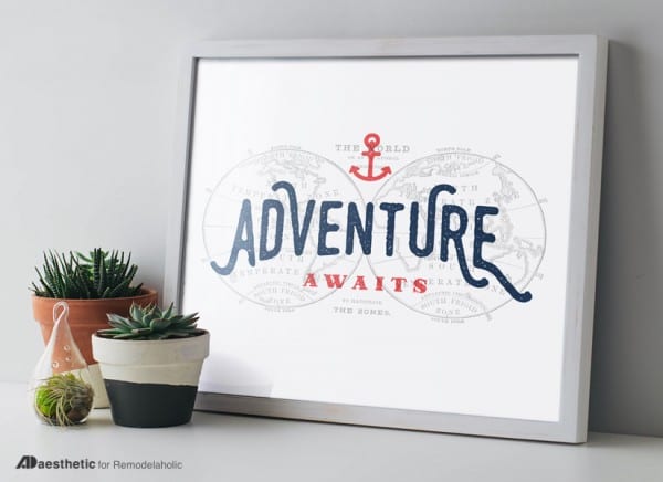 Free Printable Graphic Adventure Awaits AD Aesthetic For Remodelaholic &bull; Horizontal