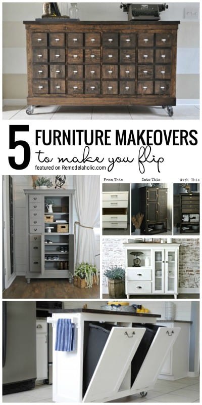 Check Out These 5 Fabulous Furniture Makeovers To Make You Flip Featured On Remodelaholic.com
