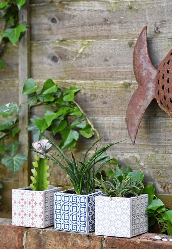 Easy Tiled Moroccan Planters, Pillar Box Blue