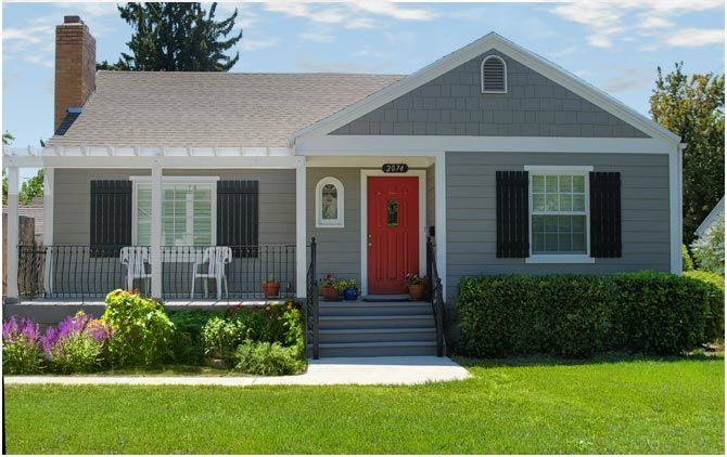 Plain to Pretty Curb Appeal Inspiration | Adding a Porch and Shutters #remodelaholic #curbappeal #virtualmakeover