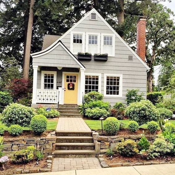 Plain to Pretty Curb Appeal Inspiration | Adding a Porch and Shutters #remodelaholic #curbappeal #virtualmakeover