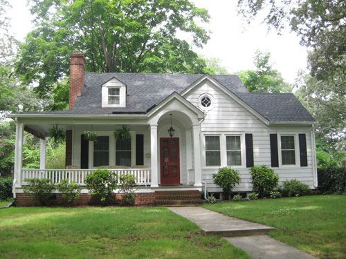 Plain to Pretty Curb Appeal Inspiration | Adding a Porch and Shutters #remodelaholic #curbappeal #virtualmakeover