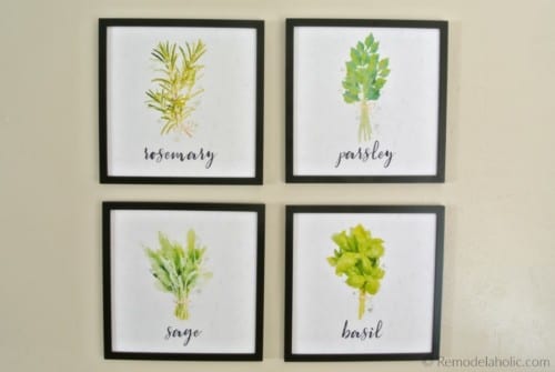Kitchen Wall Art Printable: Watercolor Herb Art Set | Remodelaholic