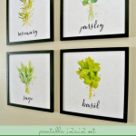Printable Kitchen Herb Art Prints, Instant Download PDF Printable Kitchen Wall Art Set #remodelaholic
