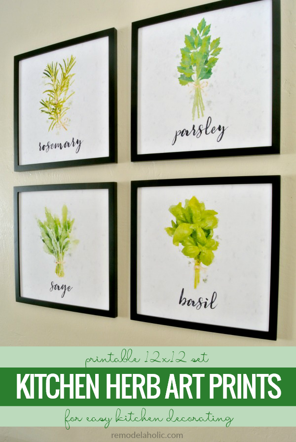 Kitchen Wall Art Printable: Watercolor Herb Art Set | Remodelaholic