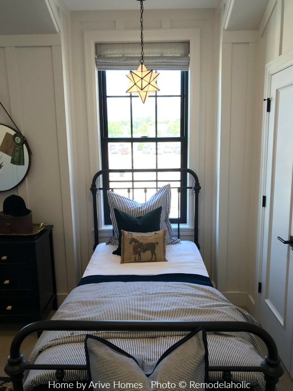Striped Bedding And Horse Throw Pillows In Boys Bedroom Arive Homes And Brandalyn Dennis Design 2018 Utah Valley Parade Of Homes Featured On Remodelaholic