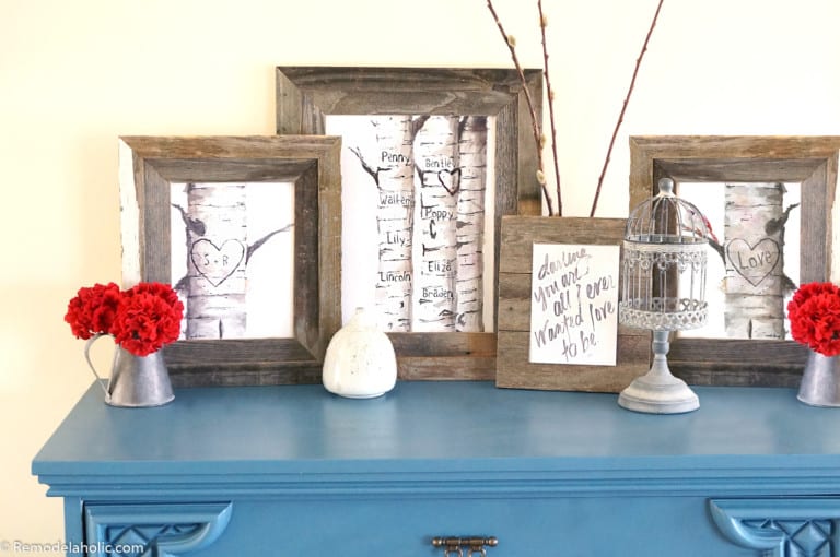 Printable Birch Tree Art Prints with Custom Carved Initials | Remodelaholic