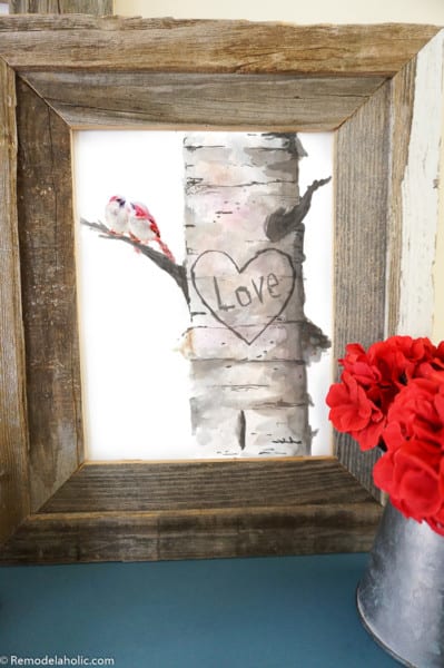 Printable Birch Tree Art Prints with Custom Carved Initials | Remodelaholic