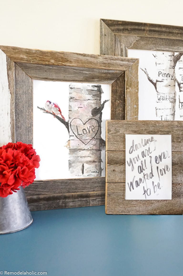 Printable Birch Tree Art Prints with Custom Carved Initials | Remodelaholic