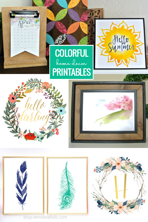 Add some fresh spring style with these colorful printables for home decor, great for chasing away the winter grays and adding color to your year-round decorating on a mantel, shelf, or gallery wall. #remodelaholic #printableartcollection
