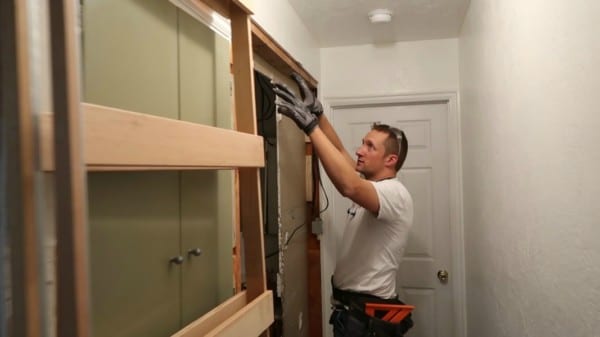 How To Install A Pocket Door Frame And Convert Your Existing Door And Wall Space #remodelaholic