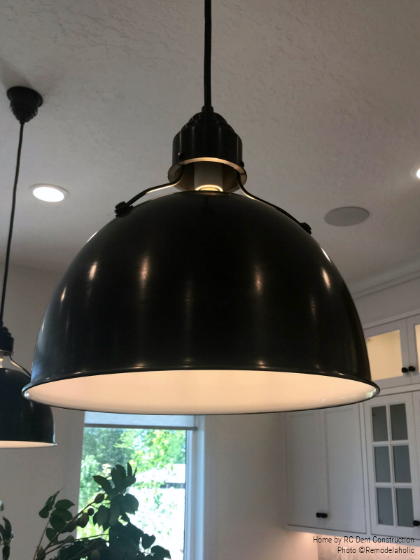 Black Dome Lighting Over Kitchen Island In Modern Farmhouse Kitchen RC Dent Construction And Remedy Design 2018 Utah Valley Parade Of Homes Featured On Remodelaholic