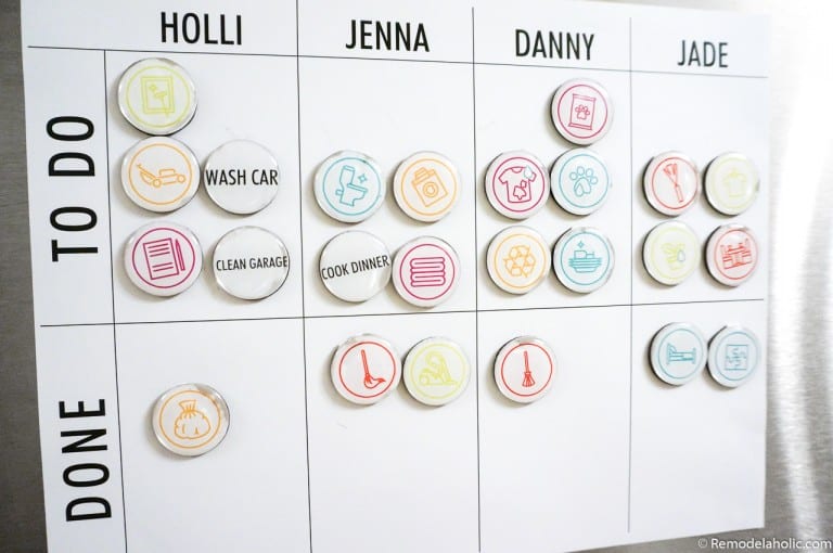 Editable Magnetic Chore Chart Printable for Kids | Remodelaholic