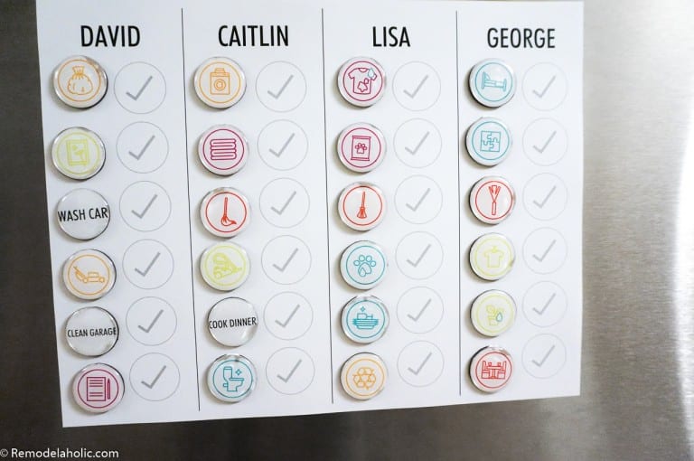 Editable Magnetic Chore Chart Printable for Kids | Remodelaholic
