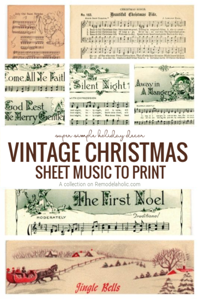 Vintage Christmas Sheet Music to Print | Remodelaholic