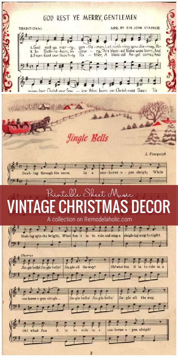 Vintage Christmas Sheet Music to Print | Remodelaholic