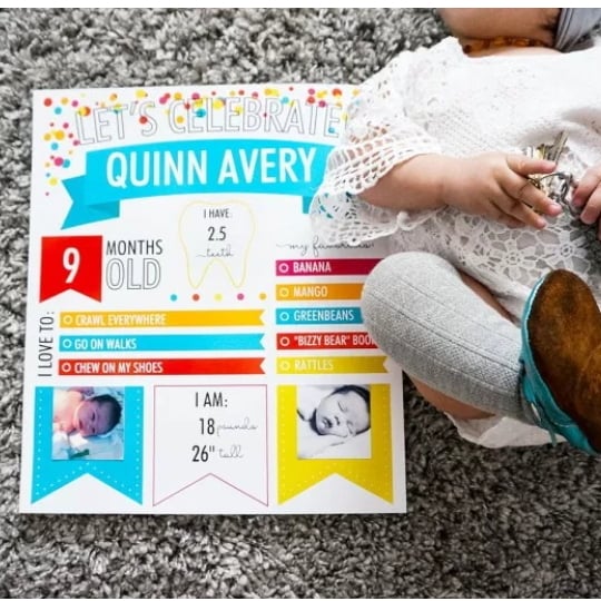 Printable Birthday Poster White Posted With Confetti And Editable Details Of Child Including Photos