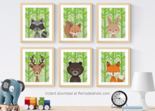Printable Woodland Animal Nursery Art Set | Remodelaholic