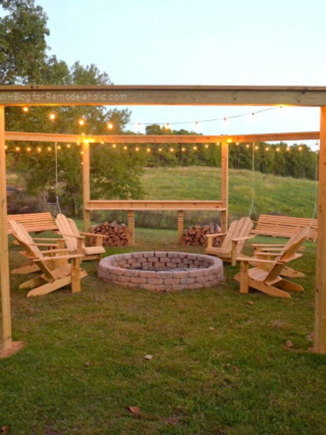 HOW TO BUILD AN AMAZING DIY FIRE PIT PERGOLA FOR SWINGS
