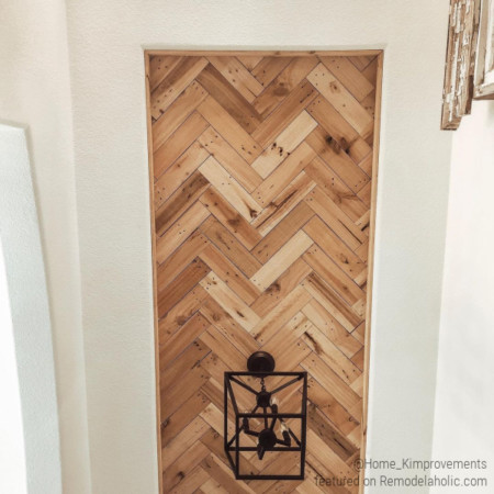 Inexpensive DIY Herringbone Wood Ceiling Using Pallets | Remodelaholic