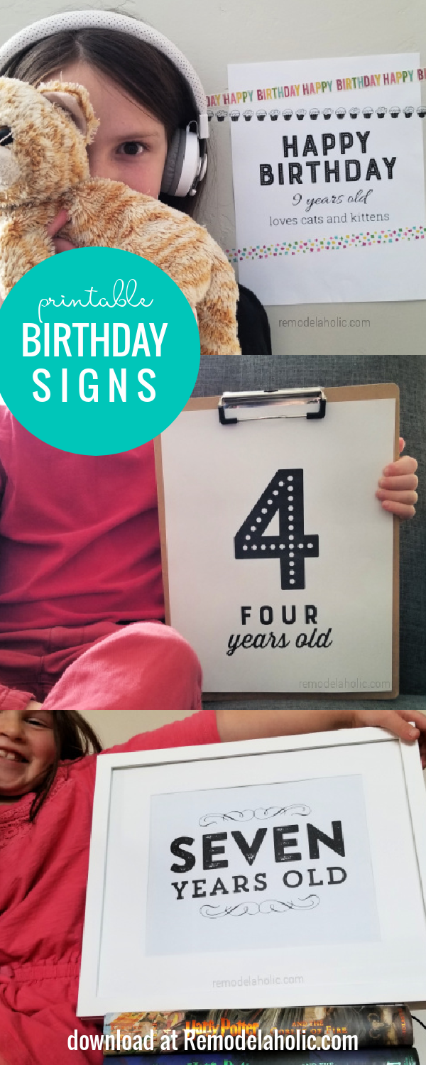 Printable Birthday Signs for Easy Photo Shoot Ideas | Remodelaholic
