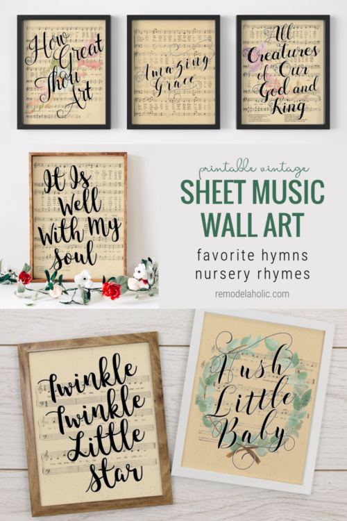 Watercolor Vintage Sheet Music Art Printable Sets | Remodelaholic
