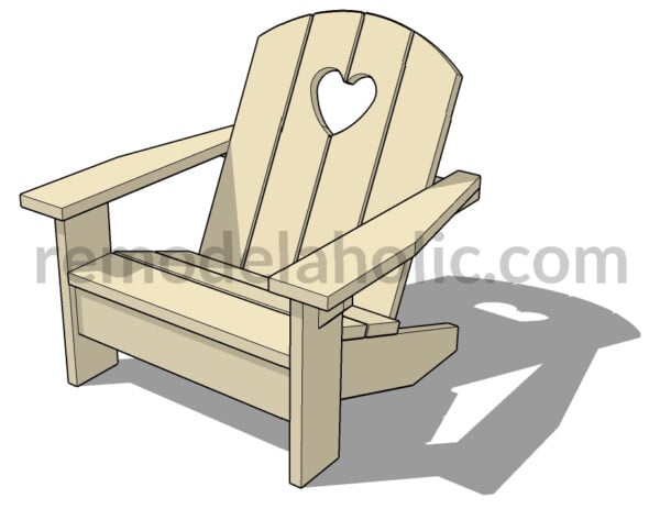 DIY Kids Adirondack Chair Woodworking Plan With Heart Cutout, Remodelaholic