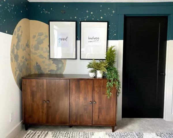 Stenciled Star Wall And Moon Creative Wall Painting Ideas Honey Built Home Featured On Remodelaholic