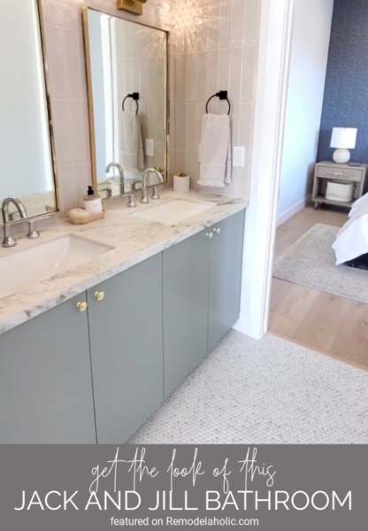 Get the Look: Sleek Transitional Jack and Jill Bathroom | Remodelaholic