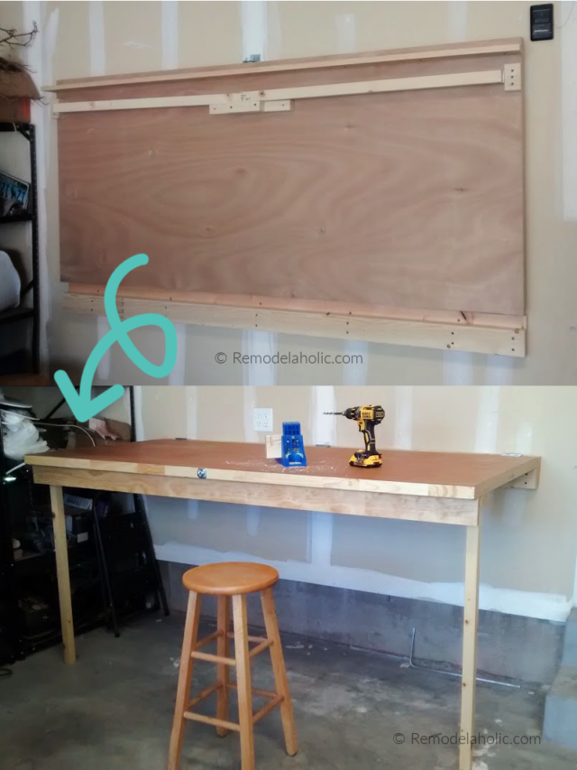 DIY WALL MOUNTED FOLDING TABLE WORKBENCH Story Remodelaholic