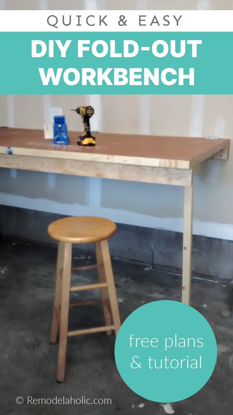 Easy DIY Wall Mounted Folding Table Workbench from a Door Remodelaholic